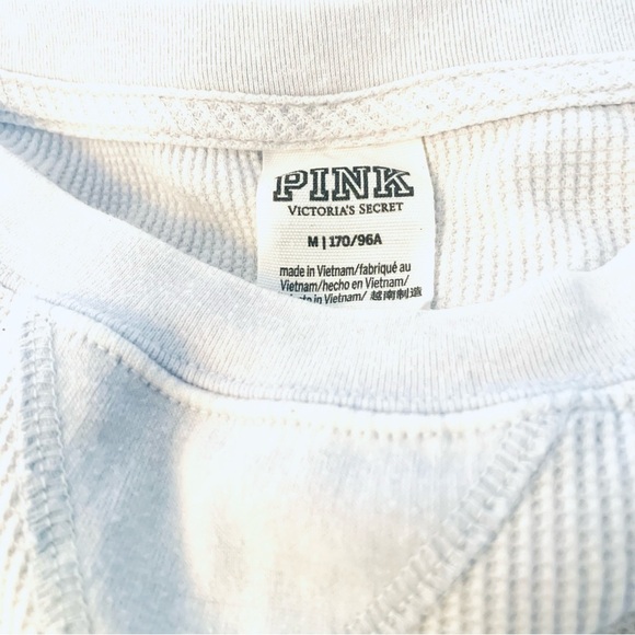 PINK Victoria's Secret Medium Gray/black pink logo Thermal Cropped Long … - Picture 3 of 3